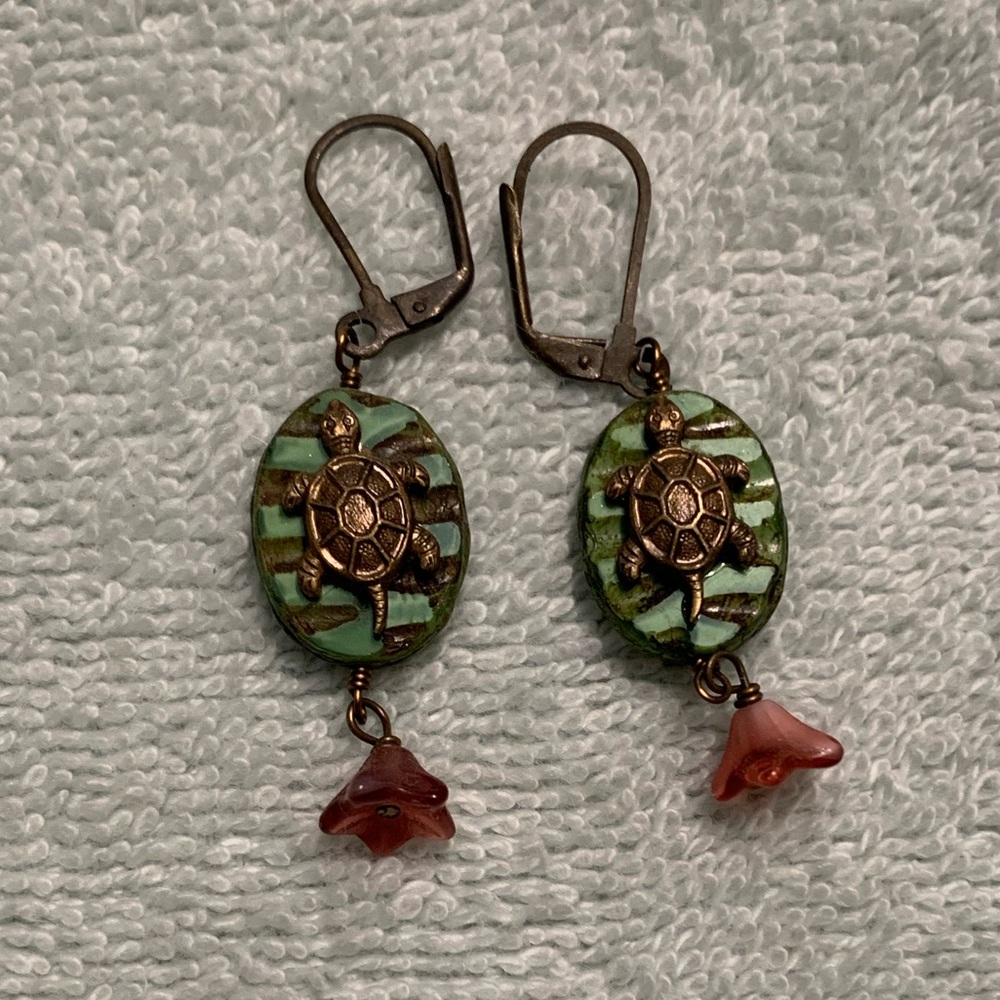 Turtle & Flower Earrings